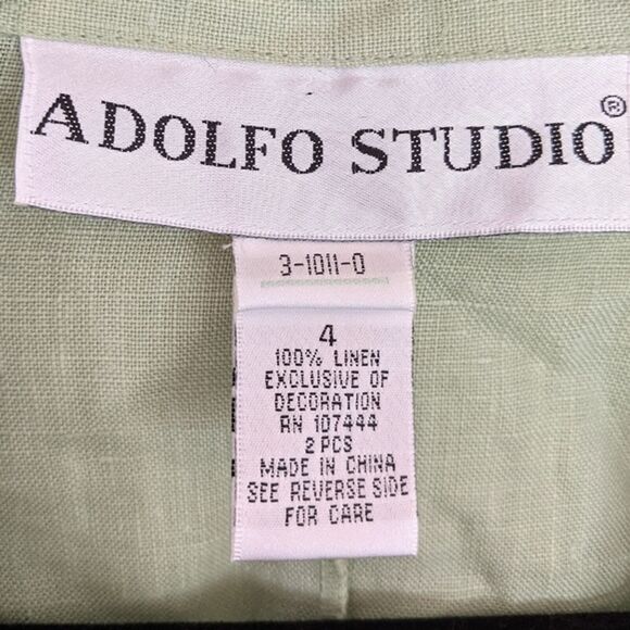 Adolfo Studio Top Button Front 100% Linen 90's Relaxed Fit Coastal Size 4 - Picture 11 of 11